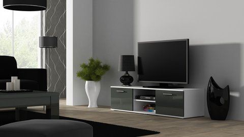 ТВ Тумба SOHO RTV Cama 140 Білий Мат / Сірий Глянець фотографія
