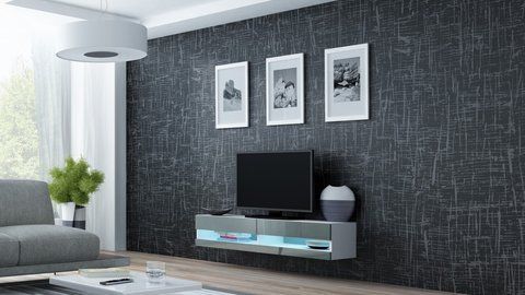 ТВ Тумба VIGO RTV Cama 140 New Білий Мат / Сірий Глянець фотографія