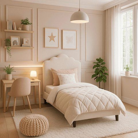 Ліжко MEBEL ELITE CRATER Velvet 90x200 см Крем фотографія