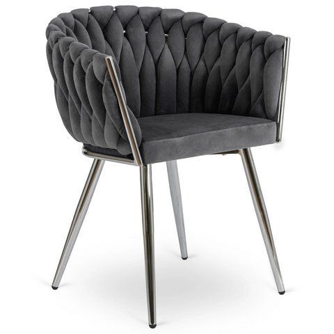 Стул бархатный MEBEL ELITE SORELLA Velvet Серый / хром фотография