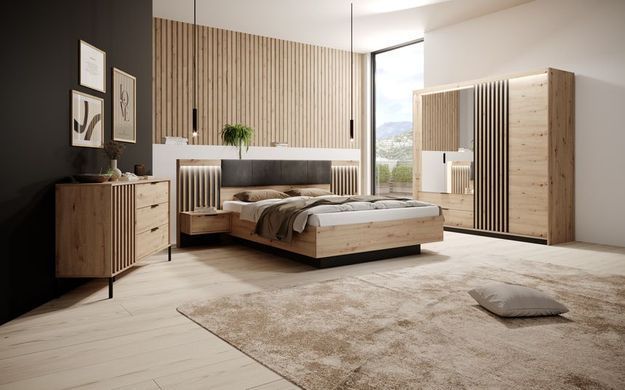 Тумби приліжкові Perfect Home Таллі / Tally з 2 шухлядами 1S/51 Дуб артизан/антрацит фотографія