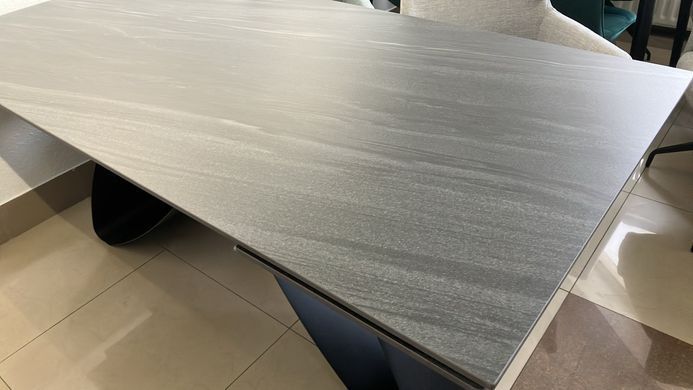 Стол раскладной WILLIAM CERAMIC Intarsio 180(260)*90 Песчаный Камень Мат/Черный фотография