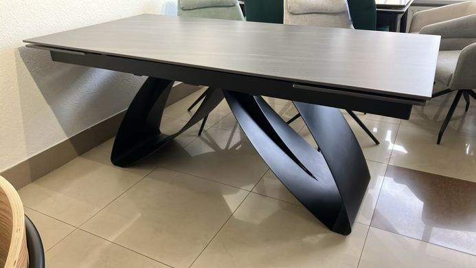 Стол раскладной WILLIAM CERAMIC Intarsio 180(260)*90 Песчаный Камень Мат/Черный фотография