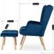 Крісло м'яке оксамитове з підставкою для ніг MEBEL ELITE LOZANO Velvet Синій