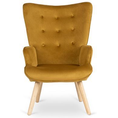 Крісло м'яке оксамитове з підставкою для ніг MEBEL ELITE LOZANO Velvet Гірчичний фотографія