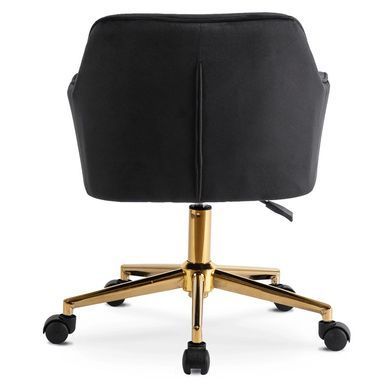 Стілець офісний поворотний оксамитовий MEBEL ELITE KONOR Velvet Чорний/золото фотографія