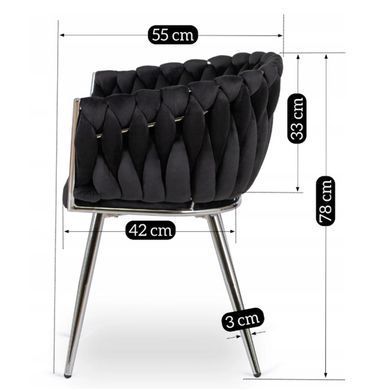 Стілець оксамитовий MEBEL ELITE SORELLA Velvet Чорний / хром фотографія