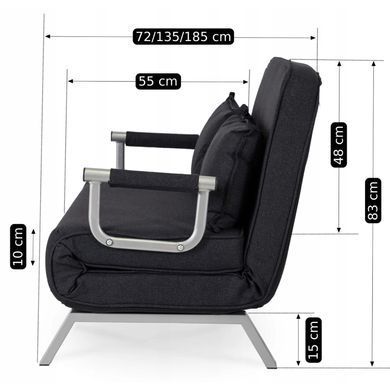 Крісло двомісне розкладне MEBEL ELITE BART 2 Чорний фотографія