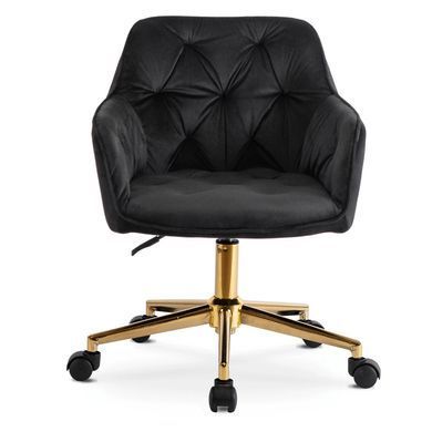 Стілець офісний поворотний оксамитовий MEBEL ELITE KONOR Velvet Чорний/золото фотографія