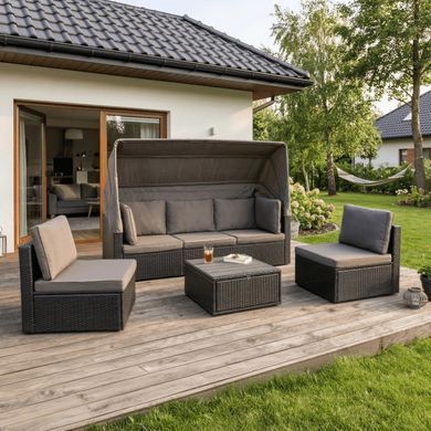 Комплект садових меблів MEBEL ELITE CALIENTE Чорний/коричневий