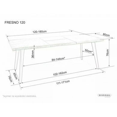 Стіл Розкладний FRESNO Signal 120(180)x80 Дуб / Чорний фотографія