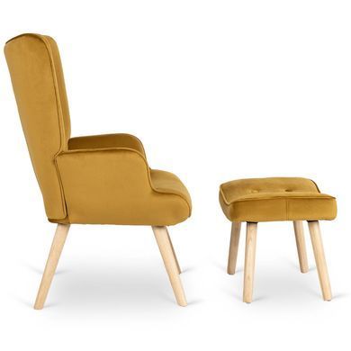 Крісло м'яке оксамитове з підставкою для ніг MEBEL ELITE LOZANO Velvet Гірчичний фотографія