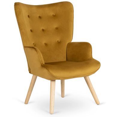 Крісло м'яке оксамитове з підставкою для ніг MEBEL ELITE LOZANO Velvet Гірчичний фотографія
