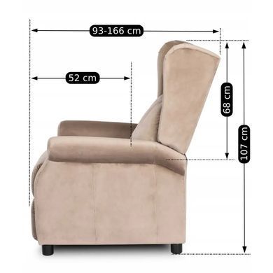 Крісло реклайнер оксамитове MEBEL ELITE SIMON Velvet Бежевий фотографія