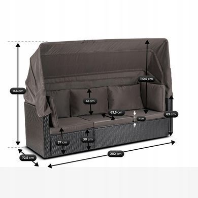 Комплект садових меблів MEBEL ELITE CALIENTE Чорний/коричневий