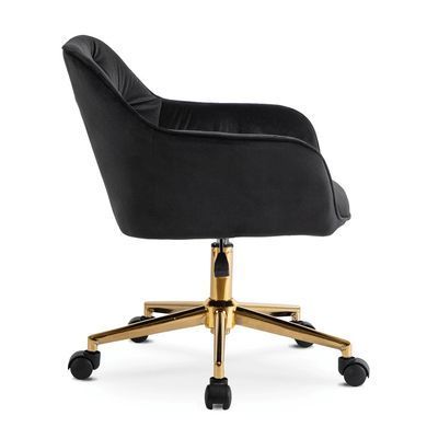 Стілець офісний поворотний оксамитовий MEBEL ELITE KONOR Velvet Чорний/золото фотографія