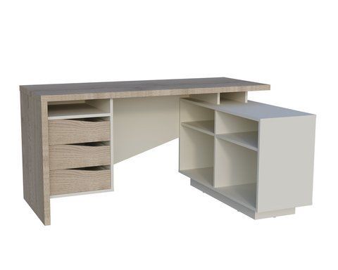 Стол письменный CONNECT 3 R SK Intarsio 1575*786 дуб кремона котта/стоун бейж фотография