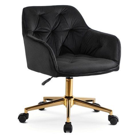 Стул офисный поворотный бархатный MEBEL ELITE KONOR Velvet Черный/золото фотография