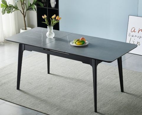 Стіл розкладний BERLIN CERAMIC Intarsio 140(180)x80 Сірий Мат Кераміка Чорний фотографія