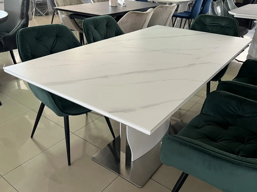 Стол раскладной DETROIT CERAMIC Intarsio 140(180)x80 Белый Эффект Мрамора фотография