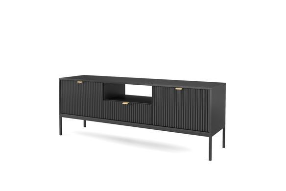 Тумба під телевізор Perfect Home Нова / Nova 1-дверна з 2 ящиками і чорними ніжками RTV154 Чорний фотографія