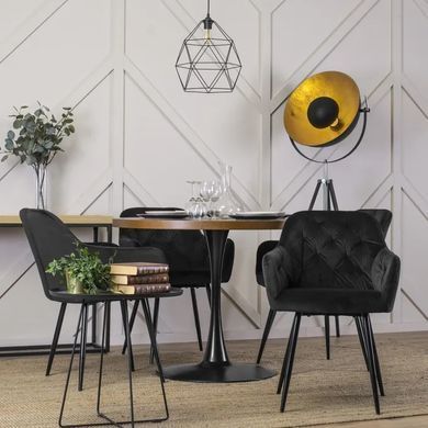 Стіл круглий MEBEL ELITE LINO 100 см Горіх / чорний фотографія