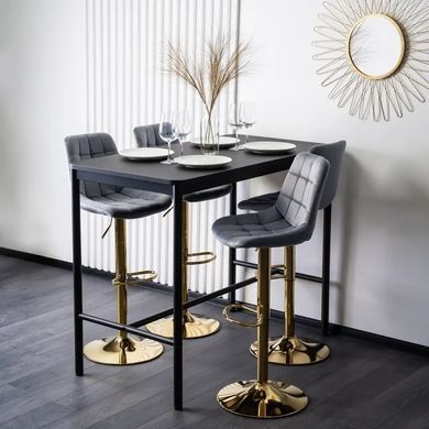 Барний стілець оксамитовий MEBEL ELITE ARCOS Velvet сірий / золотий фотографія