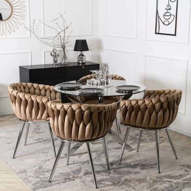 Стілець оксамитовий MEBEL ELITE SORELLA Velvet Бежевий / хром фотографія