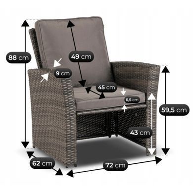 Комплект садових меблів MEBEL ELITE DELGADO Сірий