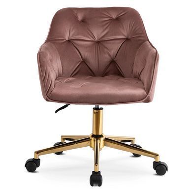 Стілець офісний поворотний оксамитовий MEBEL ELITE KONOR Velvet Рожевий/золото фотографія