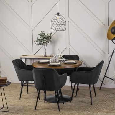 Стіл круглий MEBEL ELITE LINO 100 см Горіх / чорний фотографія