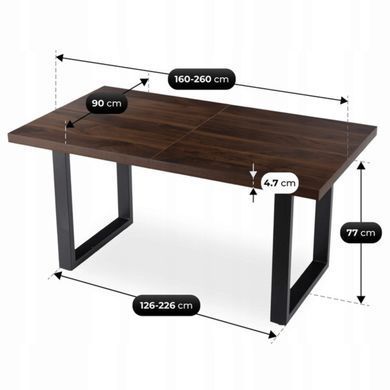 Стіл розкладний MEBEL ELITE EDWIN 160(260)х90 см Горіх фотографія
