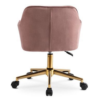 Стілець офісний поворотний оксамитовий MEBEL ELITE KONOR Velvet Рожевий/золото фотографія