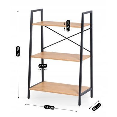 Стеллаж MEBEL ELITE VIOR Золотой дуб / Черный фотография