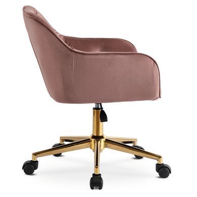 Стілець офісний поворотний оксамитовий MEBEL ELITE KONOR Velvet Рожевий/золото фотографія