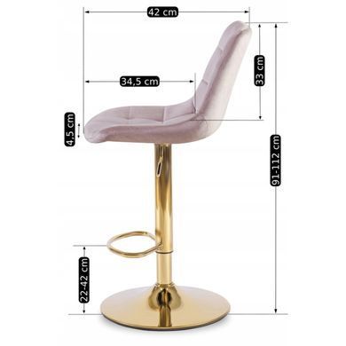 Барний стілець оксамитовий MEBEL ELITE ARCOS Velvet Рожевий/ золотий фотографія