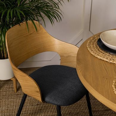 Комплект стол MEBEL ELITE LINO 100х100 см Дуб Золотой/Черный +4 стула ORBI Дуб Золотой/Черный фотография