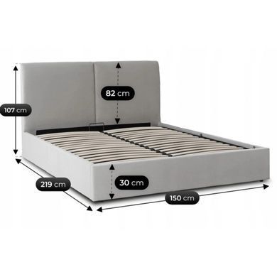 Ліжко двоспальне MEBEL ELITE MARSYLIA Velvet 140x200 см Сірий фотографія