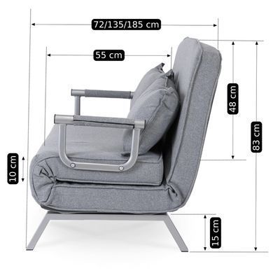 Крісло двомісне розкладне MEBEL ELITE BART 2 Сірий фотографія