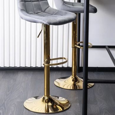 Барний стілець оксамитовий MEBEL ELITE ARCOS Velvet сірий / золотий фотографія