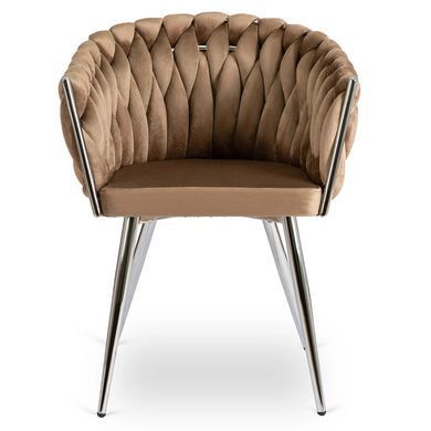 Стілець оксамитовий MEBEL ELITE SORELLA Velvet Бежевий / хром фотографія