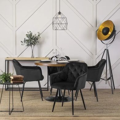 Стіл круглий MEBEL ELITE LINO 100 см Горіх / чорний фотографія