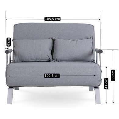 Крісло двомісне розкладне MEBEL ELITE BART 2 Сірий фотографія