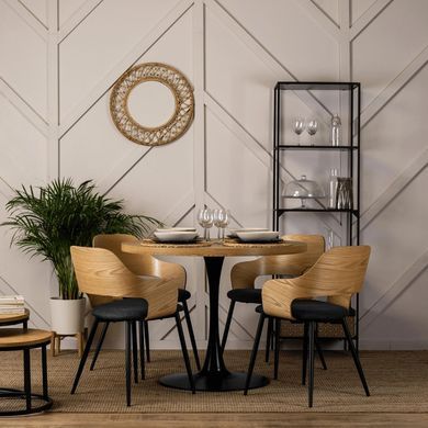 Комплект стол MEBEL ELITE LINO 100х100 см Дуб Золотой/Черный +4 стула ORBI Дуб Золотой/Черный фотография