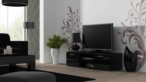 ТВ Тумба SOHO RTV Cama 140 Чорний Мат / Чорний Глянець фотографія
