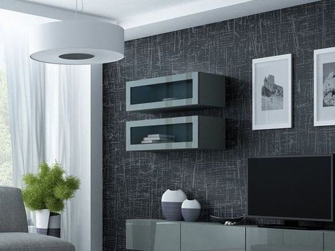 Вітрина підвісна VIGO Cama 90 Скло Сірий Мат / Сірий Глянець фотографія