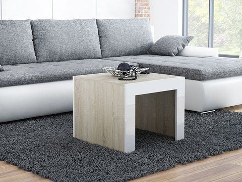 Журнальний столик TESS MINI 60x60 Cama Дуб Сонома Мат / Білий Глянець фотографія