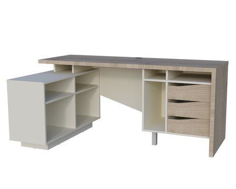 Стол письменный CONNECT 2 L SK Intarsio 1800*786 дуб кремона котта/стоун бейж фотография