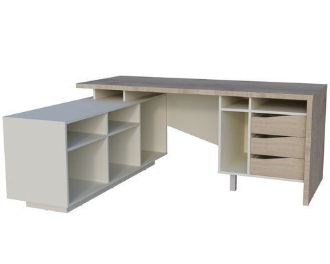 Стол письменный CONNECT 1 L SK 1900*786 Intarsio дуб кремона котта/стоун бейж фотография