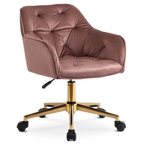 Стул офисный поворотный бархатный MEBEL ELITE KONOR Velvet Розовый/золото фотография